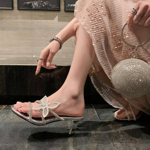 Sandalias Planas de Verano, Estilo Nuevo, Punta Abierta, Adorno de Diamantes de Imitación, Lazo, Diseño Simple y Elegante, Punta Redonda, Cuero Genuino, Antideslizantes, a la Moda - Product Image 4