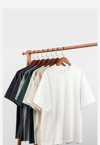 300g di t-shirt a maniche corte in cotone 100 pesante da <span class=keywords><strong>uomo</strong></span> con spalle scoperte in tinta unita - Product Image 4