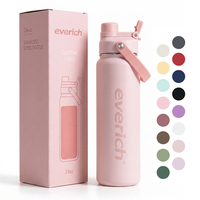 Bouteille d'eau à double paroi sans BPA Everich de 24 oz et 32 oz à large ouverture pour le sport, les voyages en plein air, bouteille à boisson réutilisable