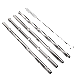 8*215mm argent <span class=keywords><strong>paille</strong></span> à boire réutilisable en <span class=keywords><strong>acier</strong></span> inoxydable <span class=keywords><strong>paille</strong></span> en vrac pailles en métal pour Smoothies gobelets Cocktail Milk Shake - Product Image 1