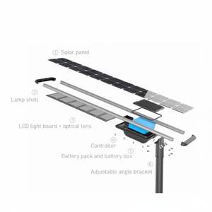 Farola Solar LED Integrada para Exteriores (40W-80W) - IP68 Impermeable, Origen Estadounidense, Temperatura de Color 2700K-6500K, RA>70 - Product Image 3
