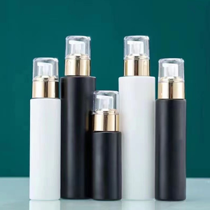 Flacon pompe en verre violet personnalisé de 30 ml à fond épais pour sérum et huile de soin du visage, avec pompe dorée et compte-gouttes - Product Image 5
