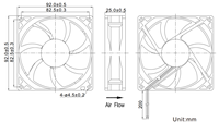 Vente directe usine – Ventilateur de refroidissement axial DC sans balais à roulement à manchon, 92*92*25, 2 fils, 12V, faible bruit, pour imprimante photo, en plastique, modèle 9225