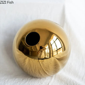 ZIZI <b>FISH</b> Golden Ball Ceramic <b>Vase</b> with Tabletop Function American Style Size S Elegant Plating Design - Product Image 3