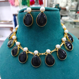 <b>Gold</b> Plated premium Choker Necklace <b>set</b> with Earrings Fashion <b>Jewelry</b> for Wedding Wear Handmade Bulk Product - Product Image 1