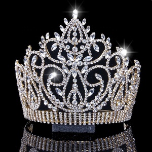 Libero su misura in argento 8 pollici a buon mercato alto pageant diademi corone d'oro della regina per la vendita - Product Image 4