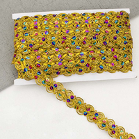 Gimp à coudre DIY, galon doré tressé, 25 mm, 2,5 cm, dentelle tressée à sequins, garniture en tissu pour écharpe, costume, garniture métallique en dentelle