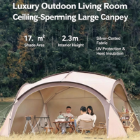 Tente de camping pliante JIYA grande et légère, auvent dôme extérieur, grand abri solaire multi-personnes, protection contre le soleil et la pluie