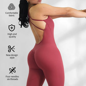 MIQI combinaison de yoga taille haute avec dos croisé personnalisée combinaison de yoga athlétique de fitness extensible pour grande fille - Product Image 3