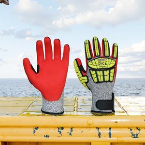 ถุงมือนิรภัยสำหรับงานอุตสาหกรรมน้ำมัน ผลิตจากโรงงานโดยตรง ปรับแต่งได้ตามต้องการ ขายส่ง วัสดุไนไตรล์กันกระแทกสูง ป้องกันการบาดระดับ 5 ป้องกันแรงสั่นสะเทือน - Product Image 1