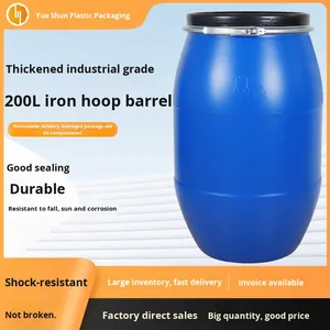 Fût en plastique résistant aux alcalis acides bleus 200L 60L recyclable avec poignée en fer et bride d'étanchéité épaissie - Product Image 4