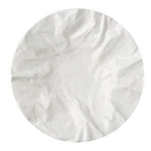 Plato <span class=keywords><strong>de</strong></span> Cerámica con Borde Ondulado Irregular, Textura Arrugada, Negro Mate y Blanco, para Servir Pasta, Mariscos, en Restaurantes y en Casa - Product Image 4