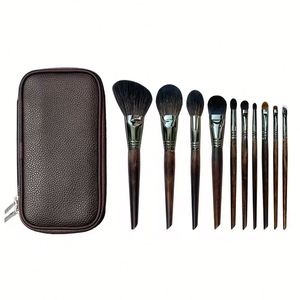 Ulikeke 10PCS Make up Brushes Kits Private Label Natural Wooden Handle High Quality Luxury Goat Hair Makeup Brushes - Product Image 1