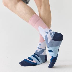 <span class=keywords><strong>Chaussettes</strong></span> montantes décontractées pour hommes, style peinture à l'huile élégante, en coton peigné, absorbantes et anti-boulochage - Product Image 3