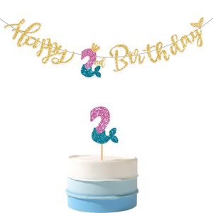 Bandierine Sospese a Tema Sirena per <span class=keywords><strong>Compleanno</strong></span>, Decorazioni Subacquee in Oro, <span class=keywords><strong>Rosa</strong></span> e Verde Acqua, Striscione Colorato - Product Image 6