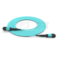 Harga pabrik OM4 Aqua tipe B MPO MTP Trunk Cable Jumper 12F LSZH 3.0mm 15M kehilangan rendah Fiber Optic Patch Cord untuk jaringan