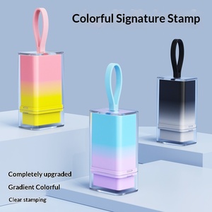 <span class=keywords><strong>Tampon</strong></span> de signature manuscrite 002 en plastique, dégradé de couleurs, photosensible, avec cordon, coloré, portable, personnalisé - Product Image 4
