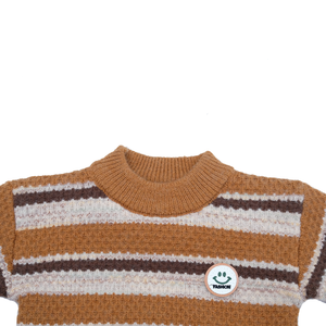 <span class=keywords><strong>Pull</strong></span> tricoté décontracté multicolore rayé en mélange de coton doux et écologique pour bébés garçons, col rond, motif souriant mignon, collection automne-hiver - Product Image 6
