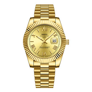 นาฬิกาข้อมือผู้ชายมาใหม่ - สายสแตนเลสสีทอง พร้อมปฏิทิน นาฬิกาธุรกิจ รุ่นขายดี - Product Image 5