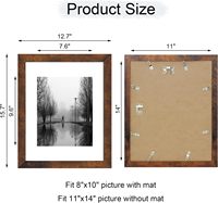 Set Bingkai Foto IRahmen 11x14, 4 Bingkai Kayu Rustic dengan Kaca Temper, Finishing Cat, untuk Pajangan Dinding, Termasuk Mat 8x10 & 11x14