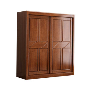 Dazhang Jiaju Solid Wood <b>Wardrobe</b> Walnut Sliding Door Two Door Bedroom Storage Cabinet <b>Large</b> Capacity - Product Image 5