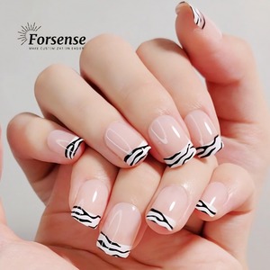 Etiqueta Privada estampado <span class=keywords><strong>animal</strong></span> zabra acrílico punta francesa prensa en las <span class=keywords><strong>uñas</strong></span> corta cuadrada desnuda uña falsa hermosa uña falsa de alta calidad - Product Image 2