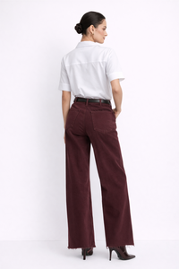 SHENGFU <span class=keywords><strong>Jeans</strong></span> de Mujer de <span class=keywords><strong>Cintura</strong></span> <span class=keywords><strong>Alta</strong></span> y Pierna Ancha, Estilo <span class=keywords><strong>Mom</strong></span>, Vintage, Lavado Borgoña, Pantalones de Mezclilla Holgados, Ajuste Premium, OEM Personalizado - Product Image 2