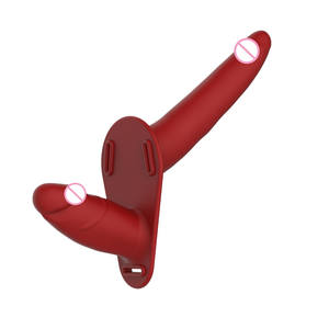 Gode outils silicone solide gode lesbien sex toy godes à deux têtes Porter un pantalon en cuir - Product Image 5