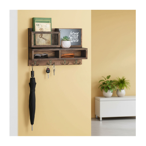 Porte-<span class=keywords><strong>clés</strong></span> <span class=keywords><strong>mural</strong></span> avec crochets <span class=keywords><strong>pour</strong></span> <span class=keywords><strong>clés</strong></span> et porte-portefeuille, rangement <span class=keywords><strong>pour</strong></span> lunettes de soleil, 4 crochets doubles et tableau noir - Product Image 2