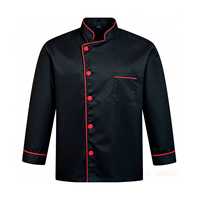 Veste de chef en coton et polyester tissé de haute qualité, à manches longues, douce et confortable, uniformes d'hôtel unisexes, restaurant, fermeture à pression