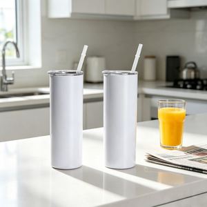 Gobelet isotherme en acier inoxydable de 20 oz, style américain, personnalisable avec logo, pour sublimation, avec couvercle à paille, bouteille d'eau mince - Product Image 1