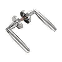 Poignée de porte ergonomique en acier inoxydable chromé, à rosace fendue et courbée, pour hôtel