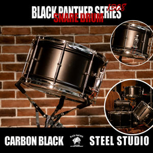 Tambour de studio Beatello Black Panther Series en acier noir carbone 13*8 HBJG1308 |   Hong Kong pour les spectacles de <span class=keywords><strong>rock</strong></span> en studio et en direct - Product Image 2