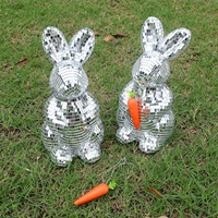 Décoration de Pâques transfrontalière en mosaïque de verre, lapin disco, ornements pour fêtes intérieures, fournitures de fête, décoration intérieure