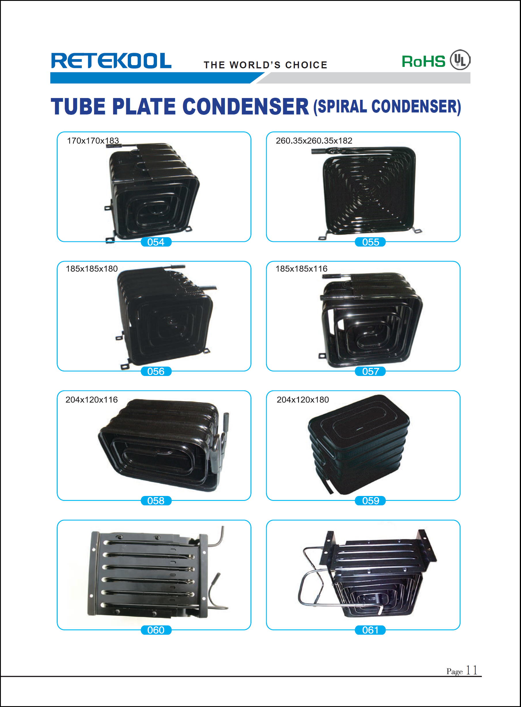 Retekool manufacturer Spiral Type Tube Plate Condenser for Show Case,freeze