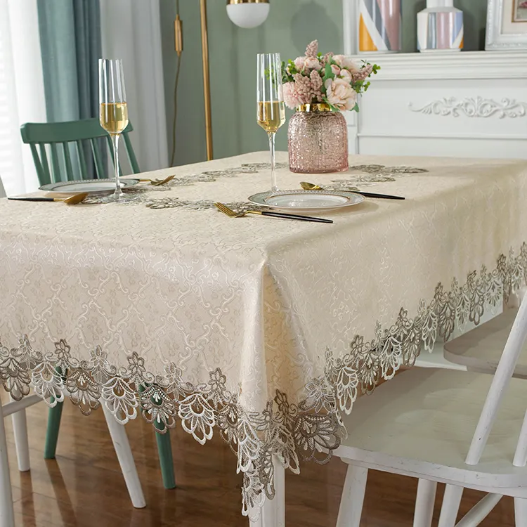 Mantel de organza bordado, cubierta de tela de mesa con rosas y cuentas, mantel de mesa