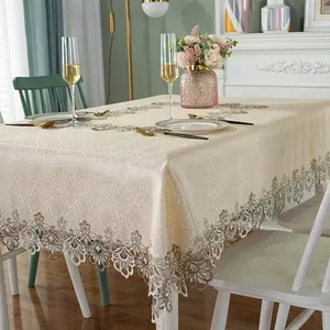 Embroidery organza tablecloth rosette table cloth covers beaded tablecloth in Table Cloth