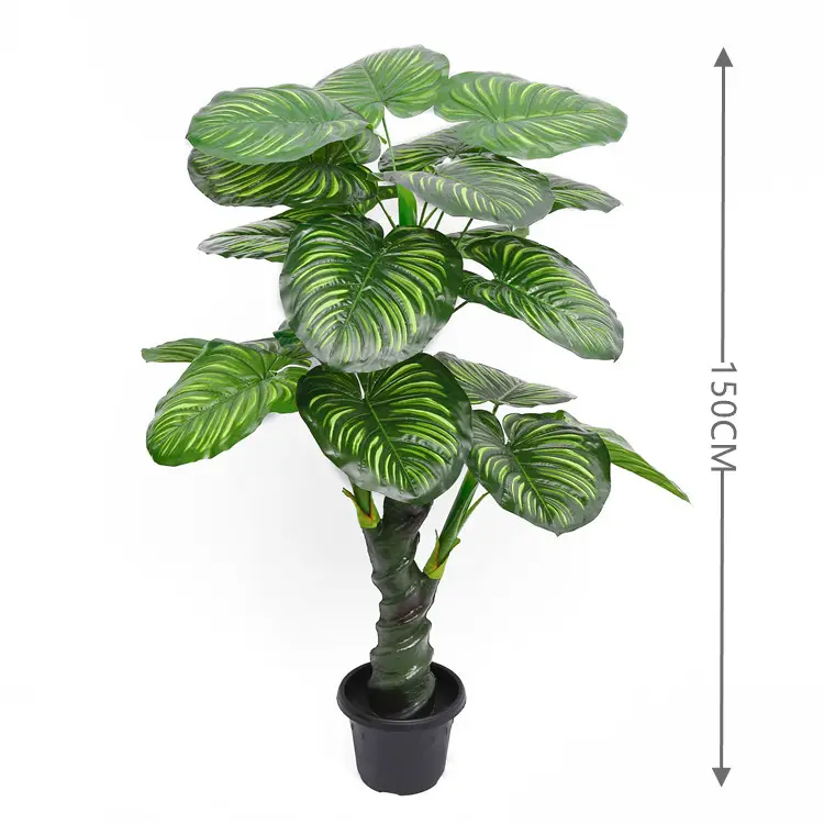 Árbol Artificial de simulación, hoja grande con vapor para decoración interior y exterior, YD29323-6, 150cm, venta al por mayor