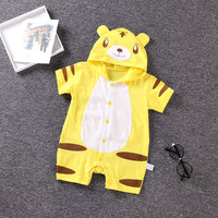 Mono de algodón para bebé al por mayor, disfraz de animal con capucha, manga corta, botones frontales, para recién nacido, bebé, niño pequeño, unisex, OEM personalizado