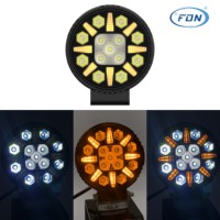 Nouveau Phare de Travail LED Rond de 4 Pouces, 13 LED, Clignotant Jaune DRL pour Voiture 4x4, Camion, Moto, VTT, 24V 48W 4800 Lumens
