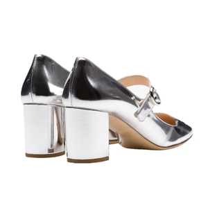 Luxury Sexy Fashion Thick <strong>Heels</strong> High Quality <strong>Silver</strong> Leather Shoes for Women Heeled <strong>Sandals</strong> - Product Image 4