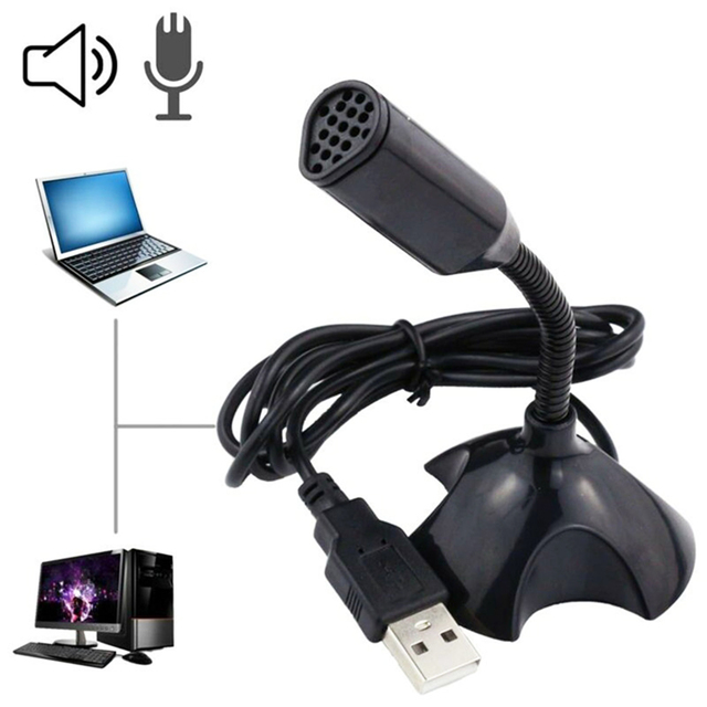 Desktop Mini USB Stand Microphone Mic for Desktop Laptop PC Computer Adjustable Gooseneck Streaming Mic