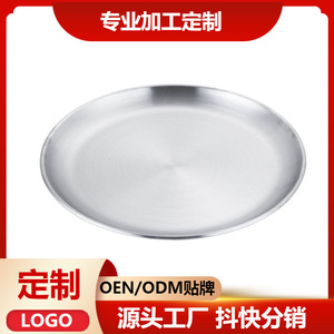 Stainless Steel Plate Round 300 Series Flat Bottom For Barbecue Dessert Fruit Cake Custom Logo - Product Image 5