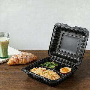 Boîtes à lunch jetables en bagasse biodégradable avec couvercle, compatibles micro-ondes, pour hamburgers à emporter et traiteur (capacité personnalisable) - Product Image 4