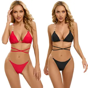 DS 2024 New Arrival Solid Color Bikini Sexy Push-Up Swimsuit Two-Piece Swimwear Custom For Women