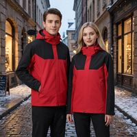 Veste d'hiver coupe-vent unisexe grande taille 3-en-1 à capuche pour l'extérieur, résistante à l'eau, avec doublure en duvet épaissie