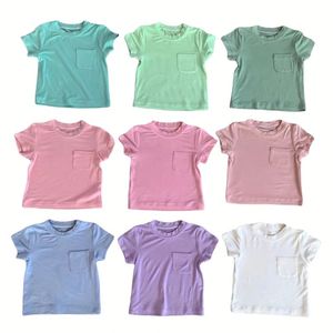 T-shirt en bambou pour bébé Garçons et filles Tops d'été à manches courtes Vêtements en bambou de couleur unie pour bébé - Product Image 2