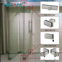 Porte pliante en verre sans cadre HDSAFE 8-12 mm, charnière intérieure, porte accordéon, patio, véranda, terrasse, empilable, pliable, hôtel, centre commercial