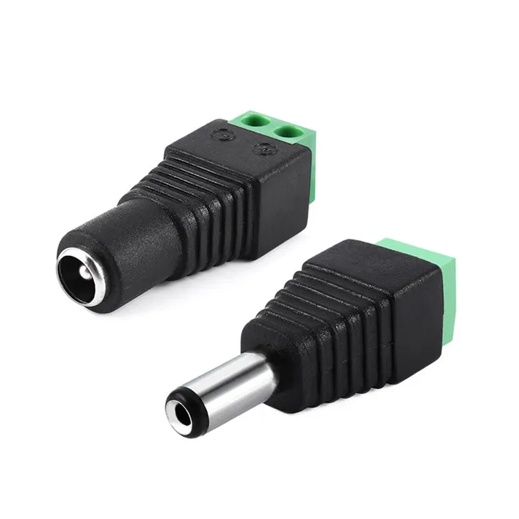 5,9,12,24,48v 2-pin CCTV Camera Power Adapter Jack Connector 5.5 2.1mm Male And Female Dc Plug With Screw Terminal