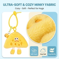 Porte-clés en peluche mignon en forme de fromage, breloque de sac en peluche douce et réglable, jouet en coton PP, anti-stress, personnalisable, idéal pour un anniversaire
